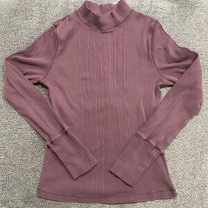 Free People Ribbed High Neck Long Sleeve Women Size L